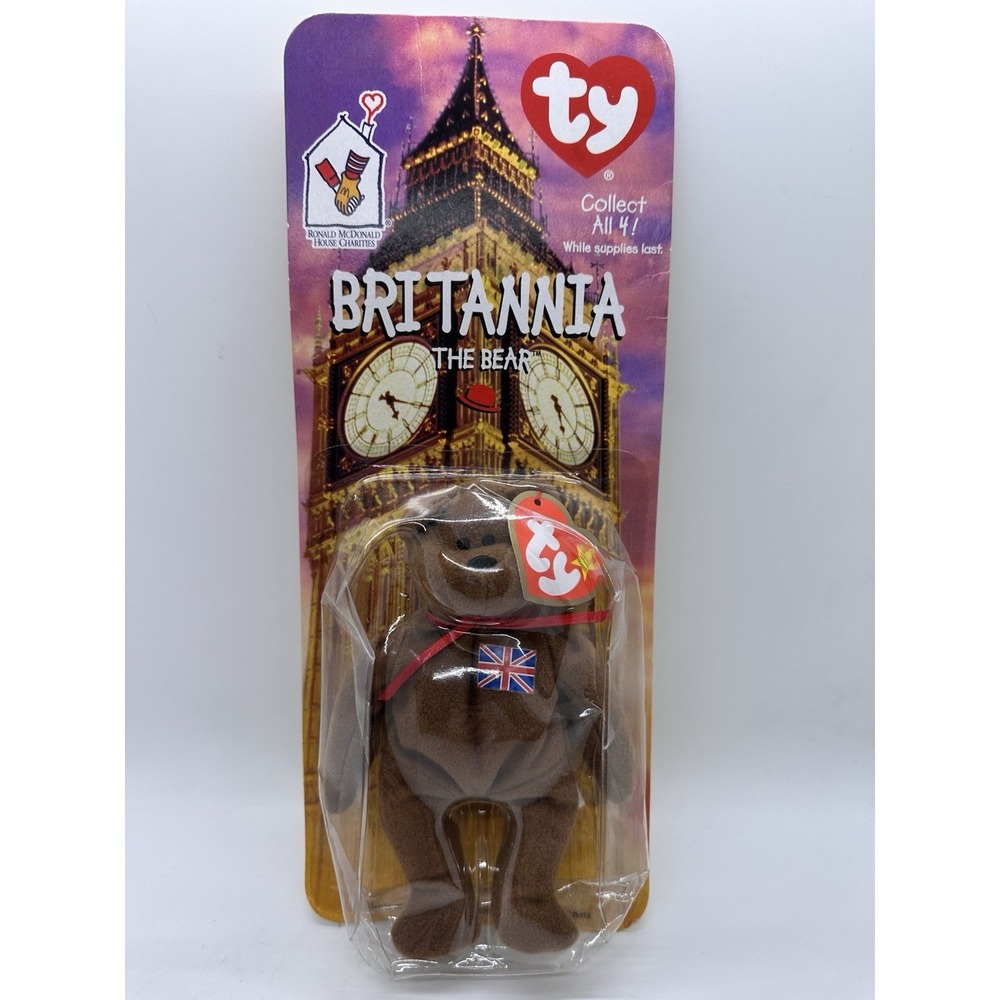 Ty Britannia the Bear 1999 McDonald's Beanie Baby Sealed Carded UK Flag NWT